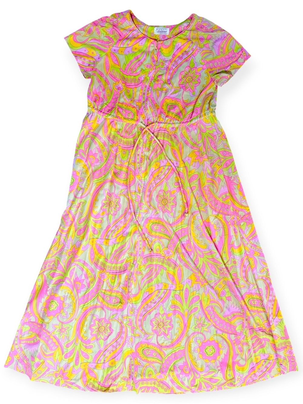 Vintage Evelyn Pearson Maxi Dress Size Small 60s 70s Colorful Brady Bunch Hippie